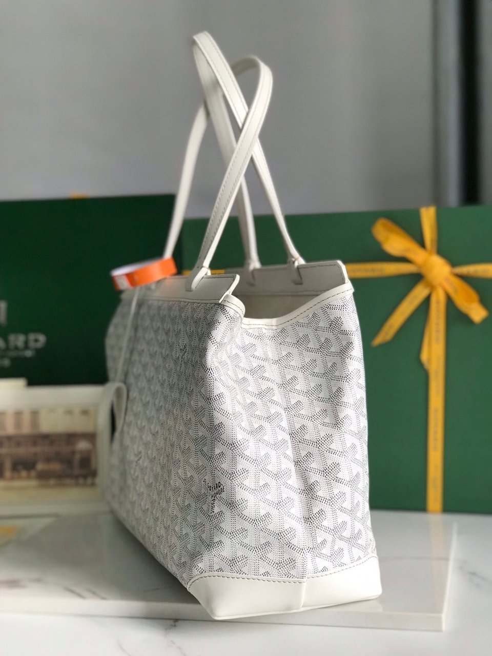 Goyard Bellechasse Biaude Pm Bag 36 Cm White Goyardine Canvas And Calfskin Trim view 3