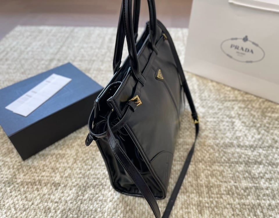 Prada Large Leather Handbag Black 40Cm view 7