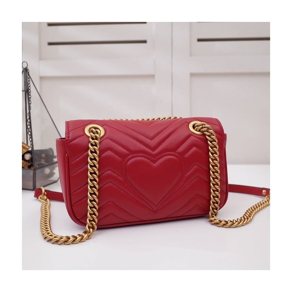 Gucci GG Marmont Matelasse Chevron Leather Mini Bag Red view 7