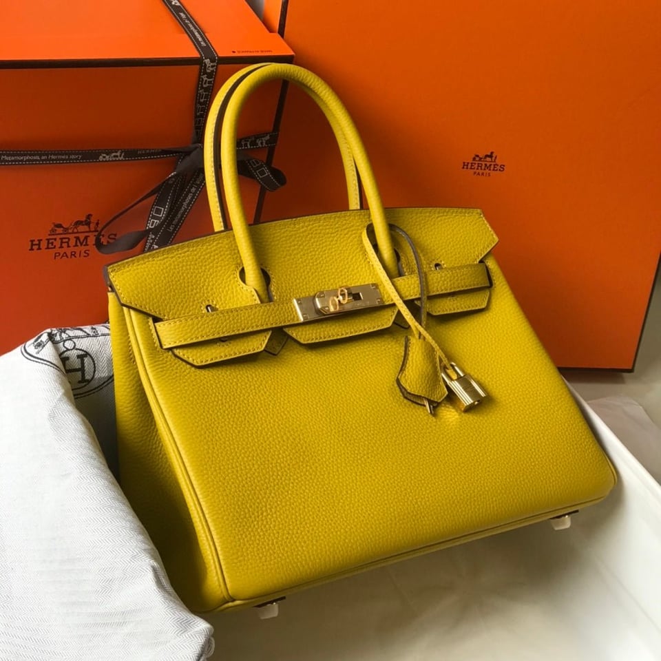 Hermes Birkin Amber Yellow Togo Leather Gold Hardware view 5