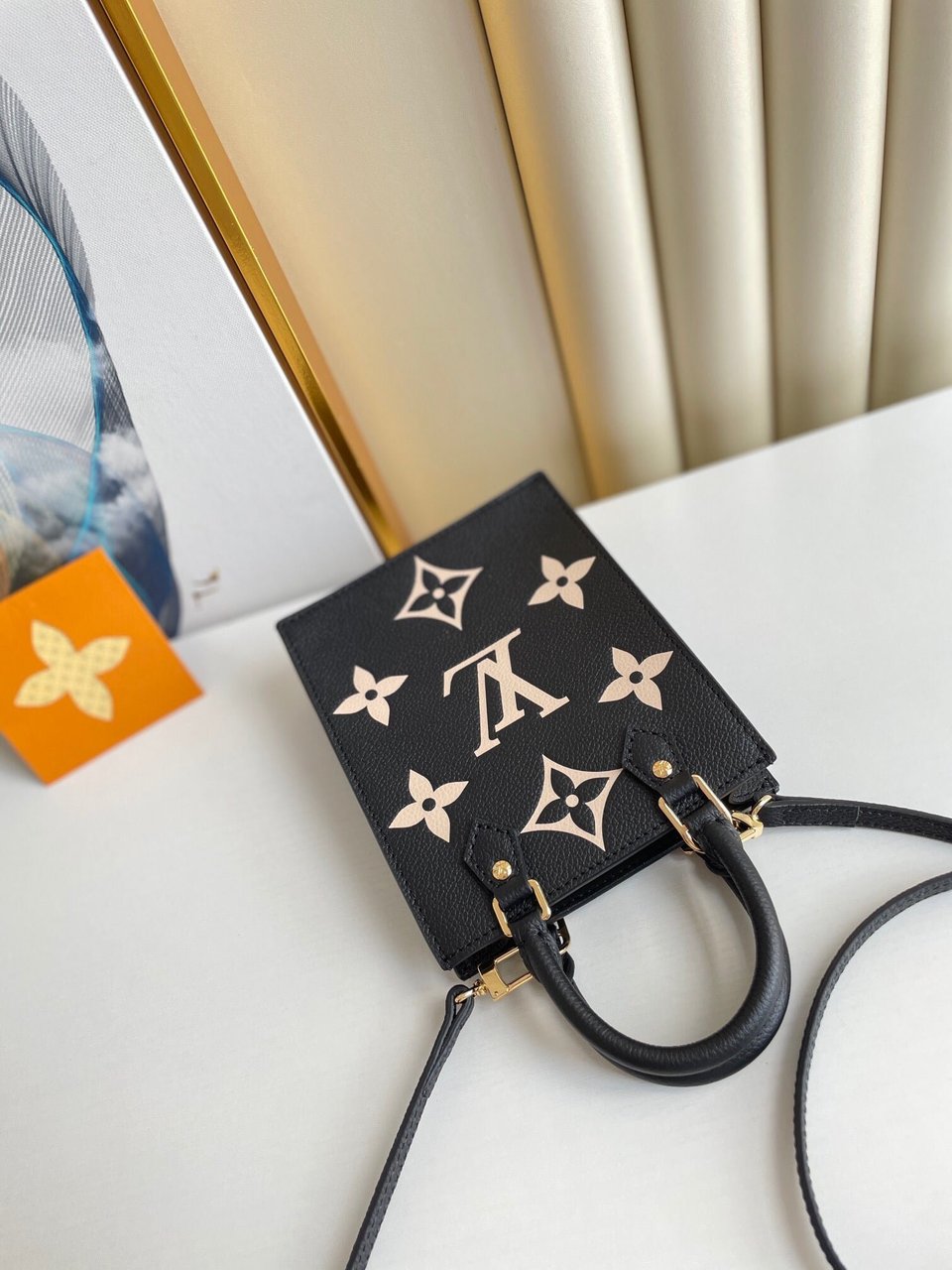 Louis Vuitton Petit Sac Plat 17Cm Black And Beige view 11