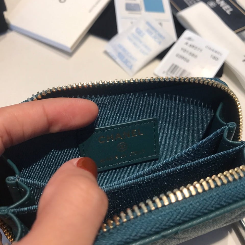 Chanel Zipped Coin Basic Purse 11 Ocean Calfskin Gold Icon view 5