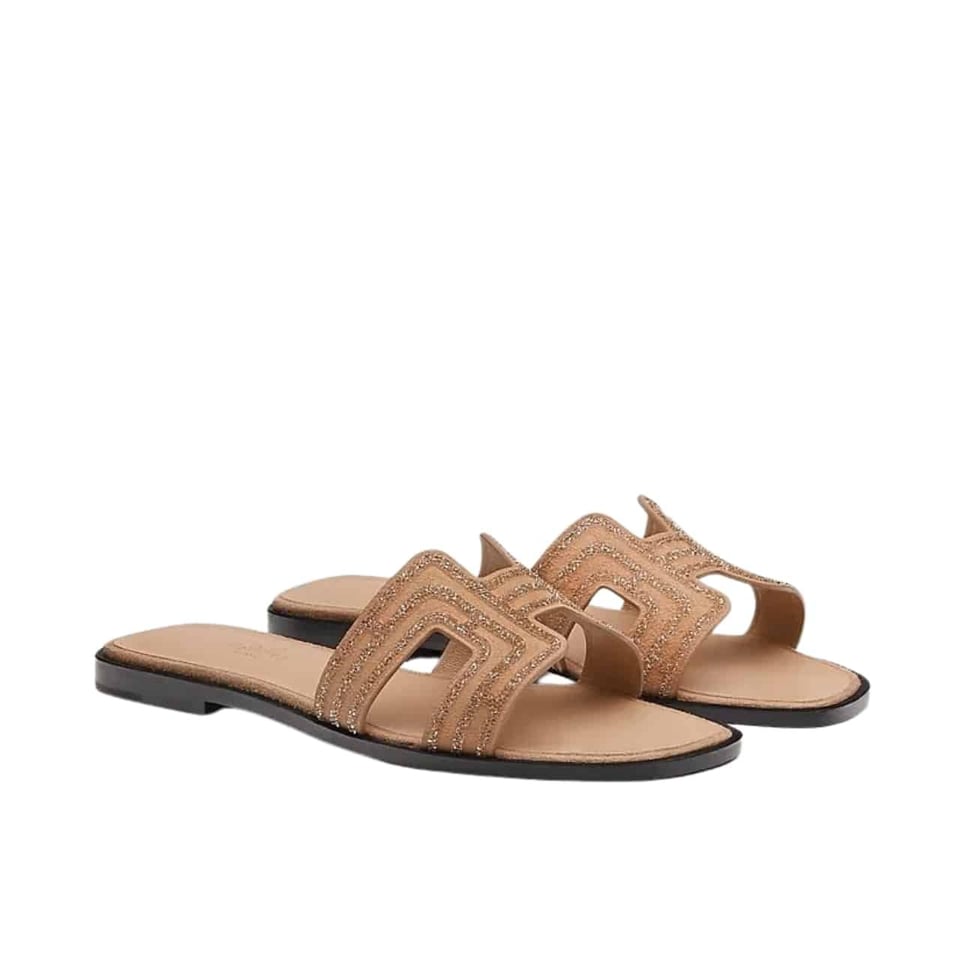 Hermes Oran Sandal Beige Macram? Nude H212010Z 3E350 view 2