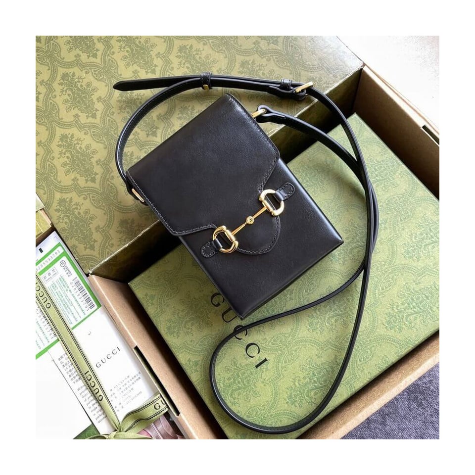 Gucci Horsebit 1955 Mini Bag in Black Leather view 8