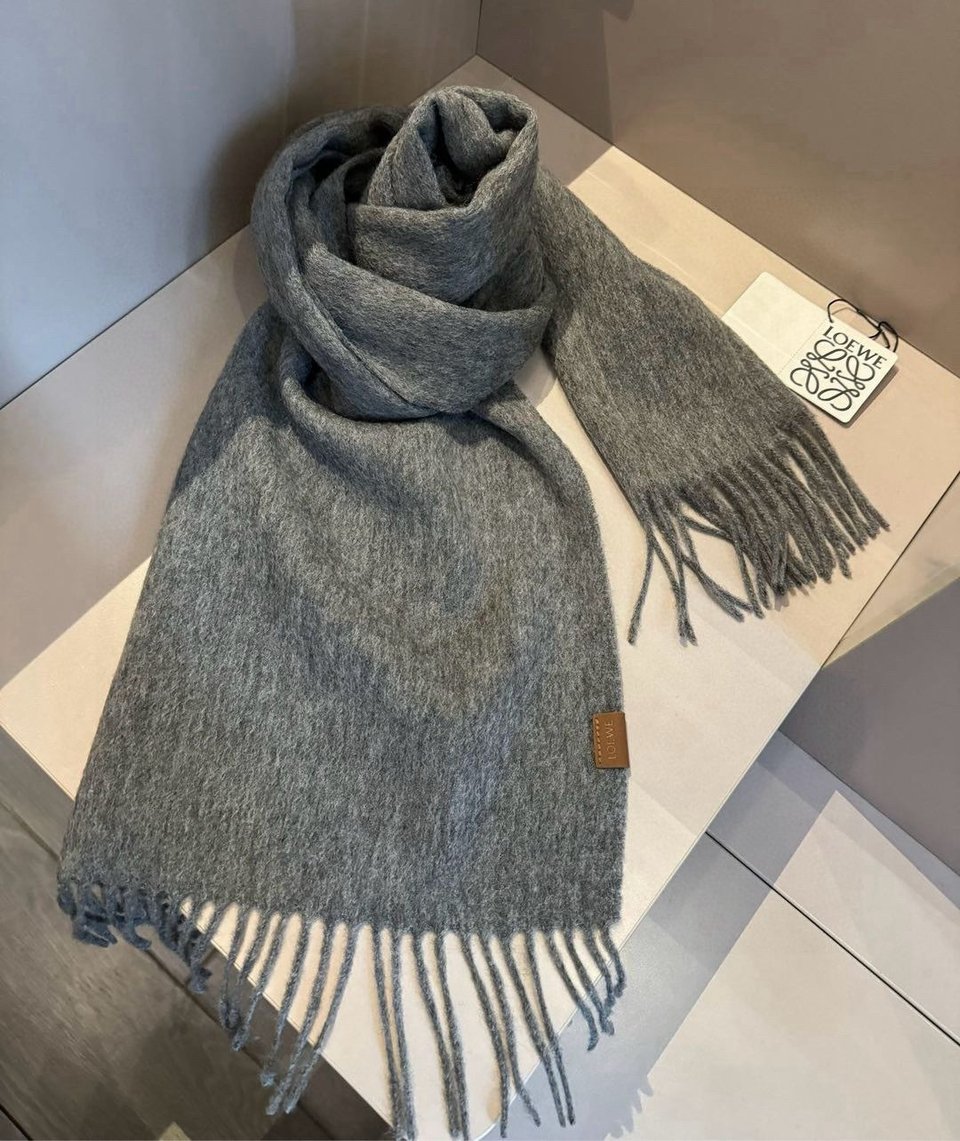 Loewe Mohair Scarf Solid Gray For Women 180cm view 2