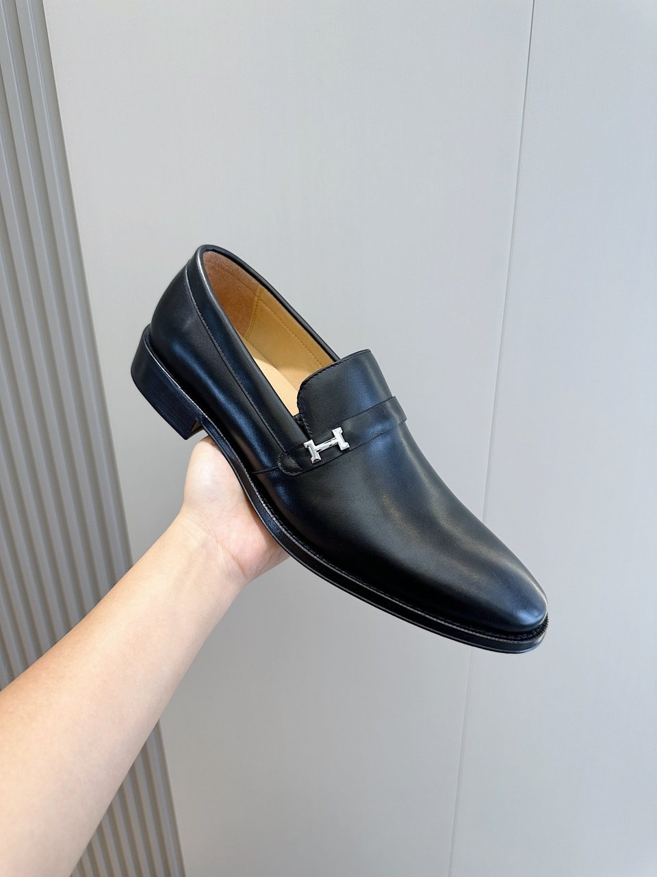 Hermes Paris Loafers Black Calfskin Mini H Hardware- Shoes for Men view 6