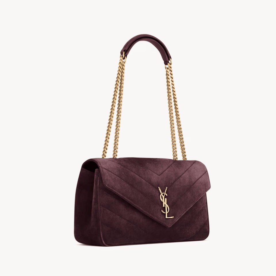 Saint Laurent Loulou Deep Wine Chevron Bag 29cm/11.4in view 7