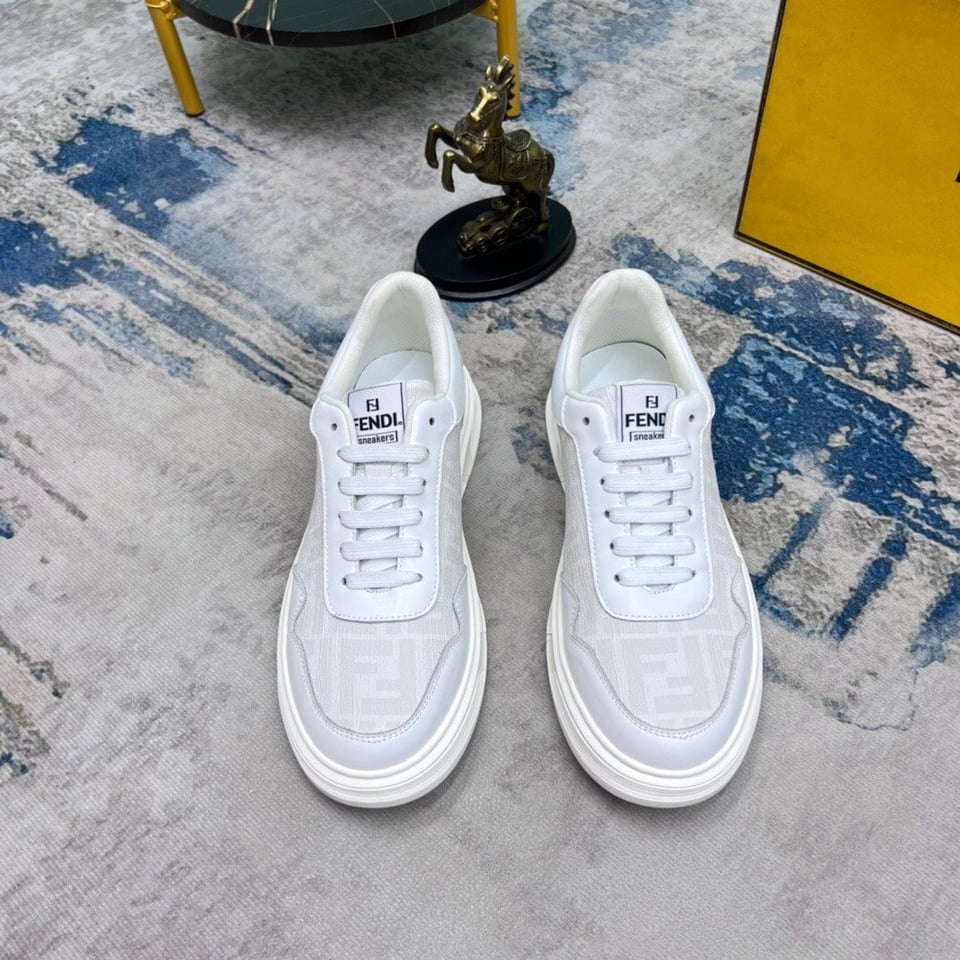 Fendi Ff Motif Low Top Sneakers White view 5