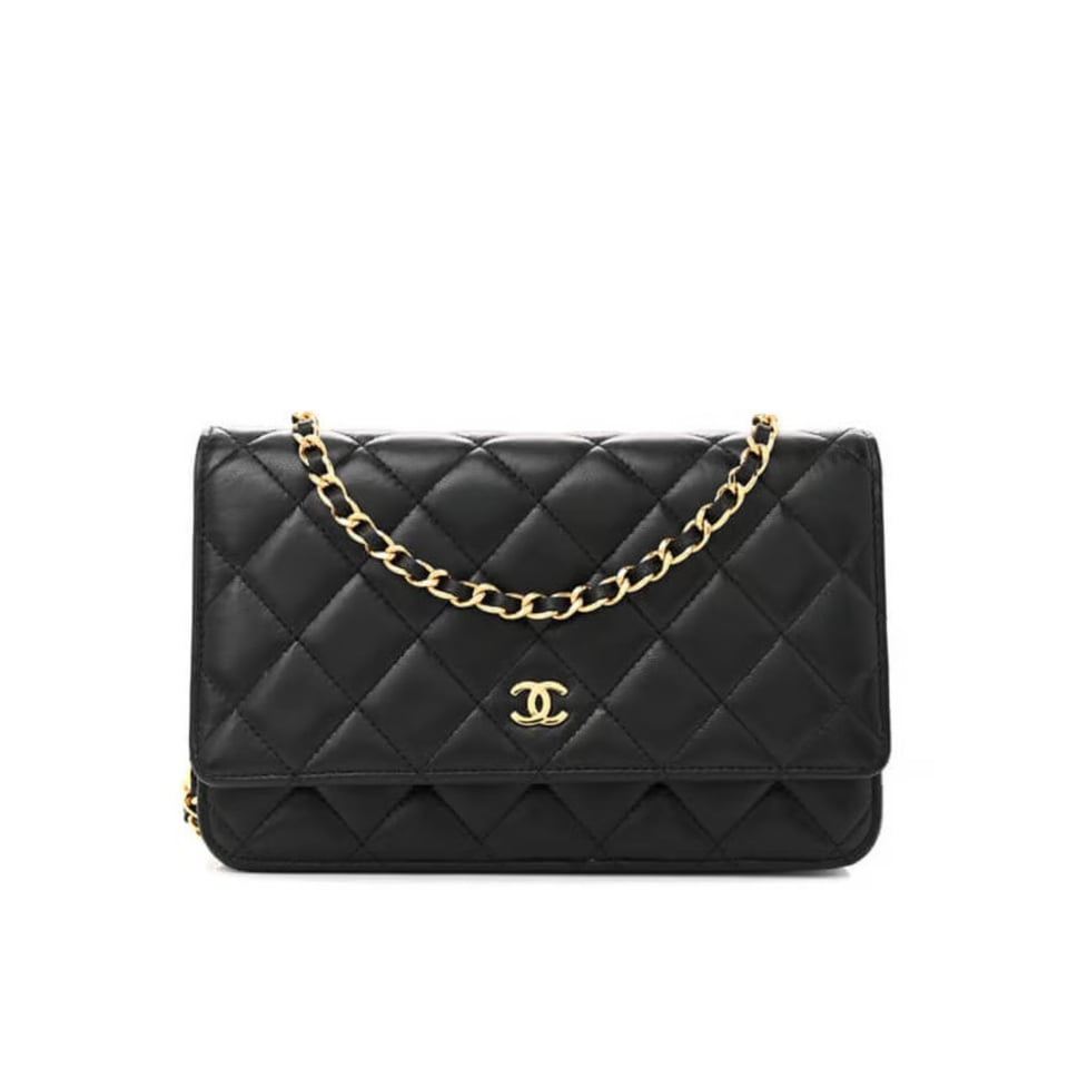 Chanel Lamb Wallet On Chain Woc Black 19cm