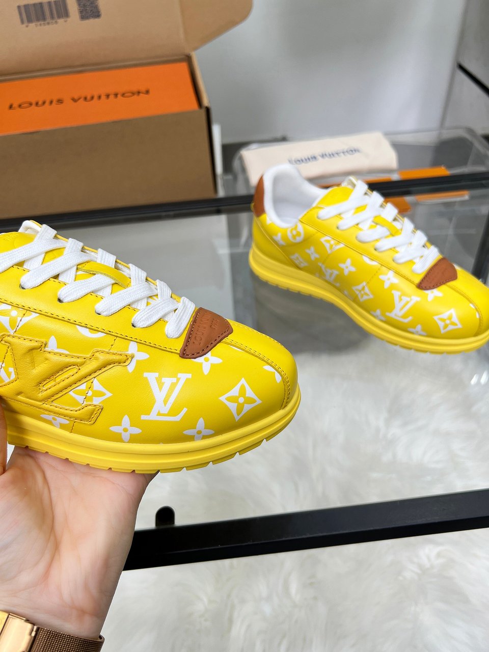 Louis Vuitton LV Trainer Sneaker Yellow Monogram – Leather – Women’s Shoes view 9