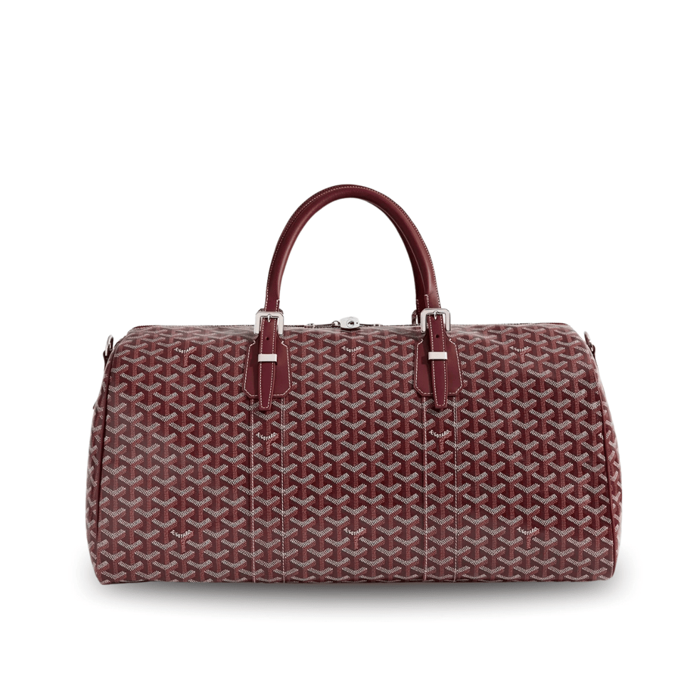 Goyard Boston 50 Bag Cm Wine Red Goyardine Canvas And Calfskin Trim view 2