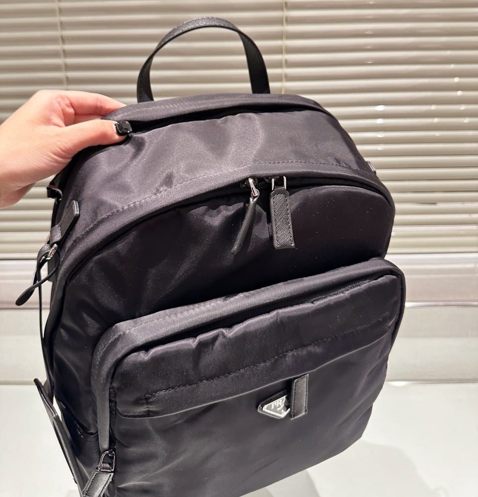 Prada Re Nylon And Saffiano Leather Backpack Black 43Cm view 10