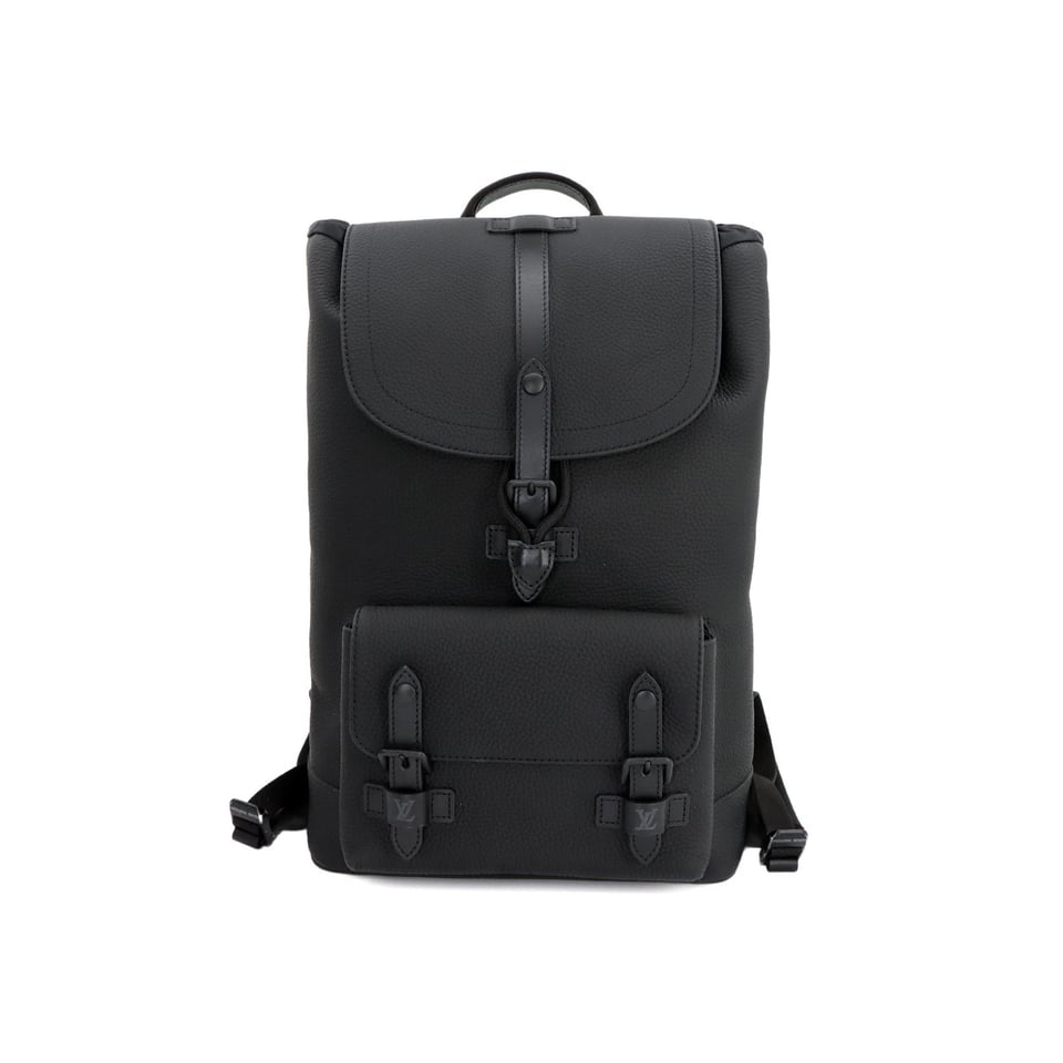 Louis Vuitton Christopher Slim Backpack Rucksack Taurillon Leather Black 40Cm M58644 For Men