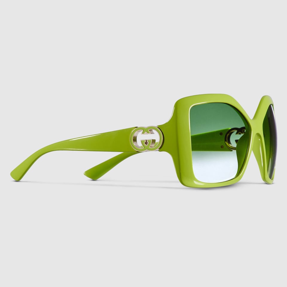 Gucci Acid Green Square Frame Sunglasses GG2015S view 3