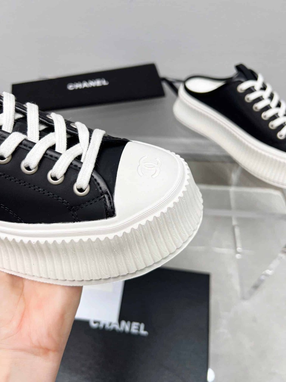 Chanel Platform Shoes Black view 7