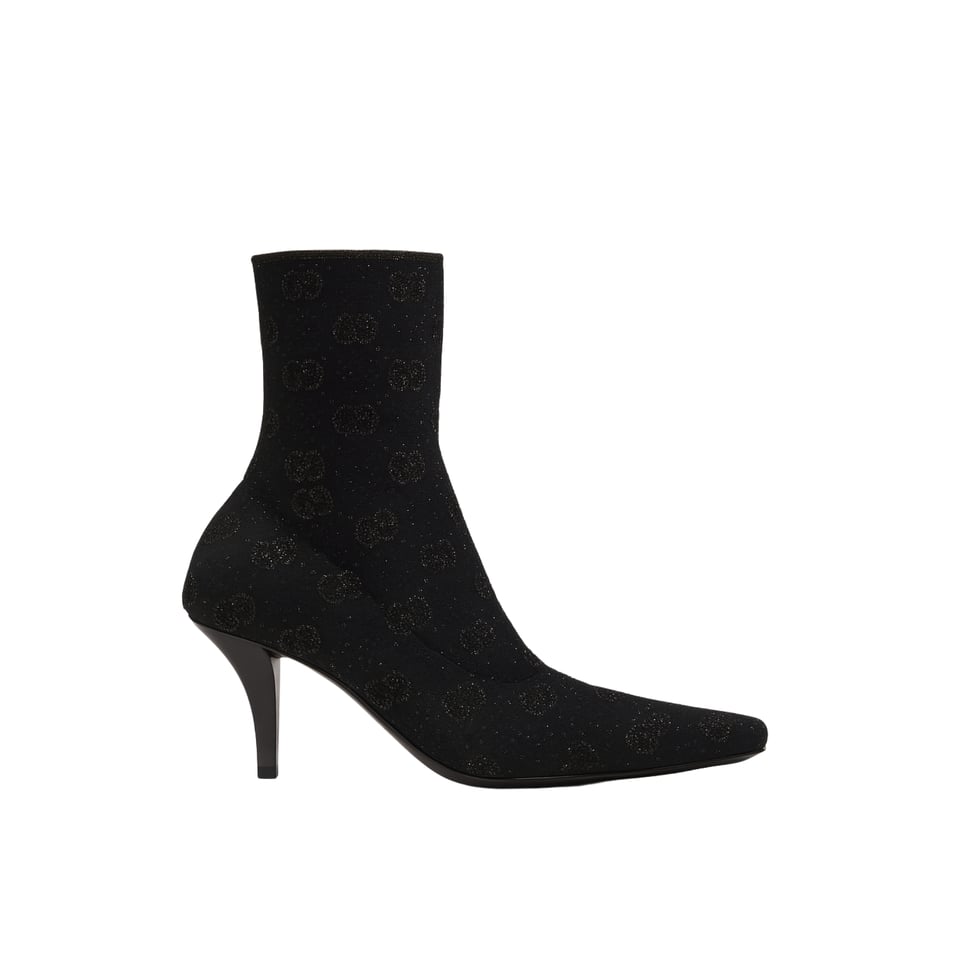 Gucci Women’S Gg Knit Ankle Boots Black 718378 Facfm 8720