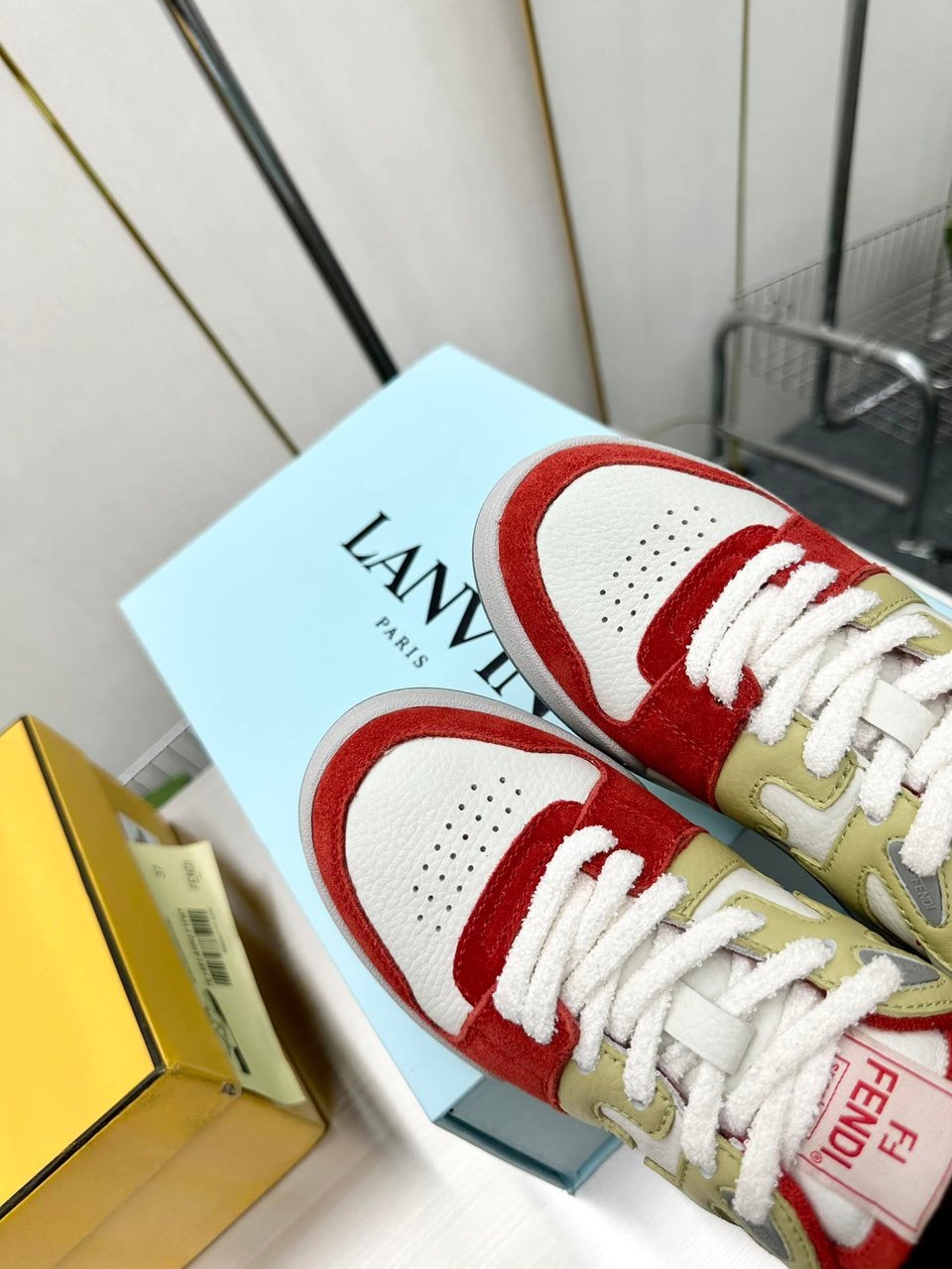 Fendi Match Suede Low Tops White And Red 7E1493Ai1Nf1H1D view 5