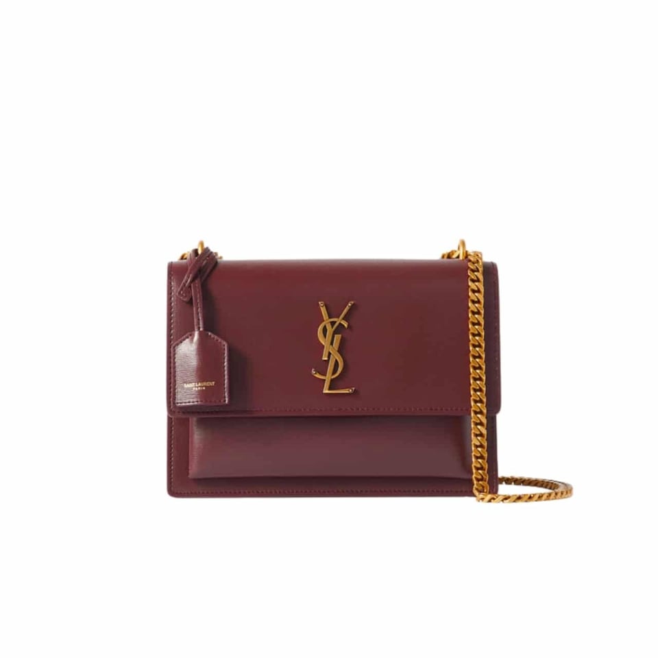 Saint Laurent Sunset Smooth Leather Shoulder Bag Red 23Cm view 2