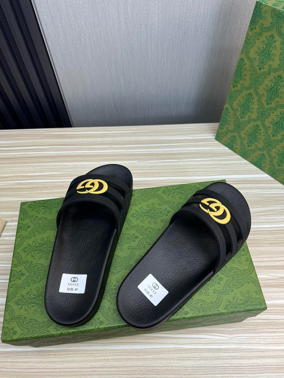 Gucci Slippers Sandals Mules Summer With Gg Logo Yellow view 8