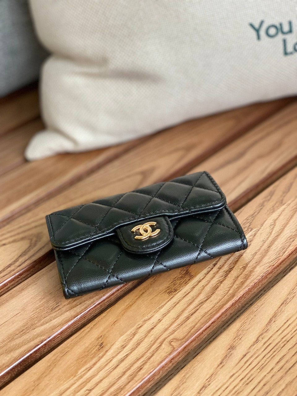 Chanel Small Wallet 11Cm Black Lambskin Gold Hardware view 3