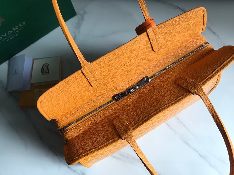 Goyard Hardy Pm Bag 40 Cm Yellow Goyardine Canvas And Taurillon Leather Trim view 6