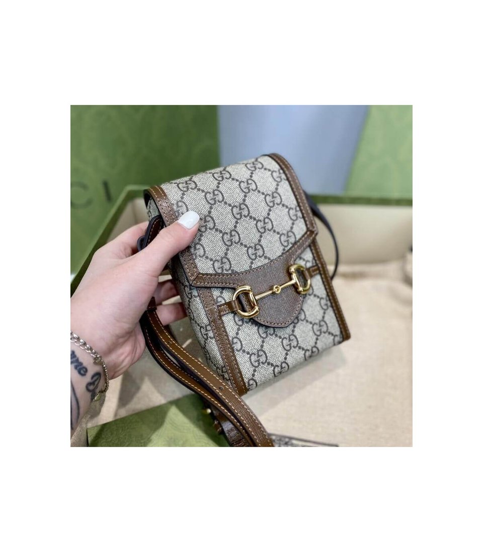 Gucci GG Supreme Horsebit 1955 Mini Bag Brown view 10