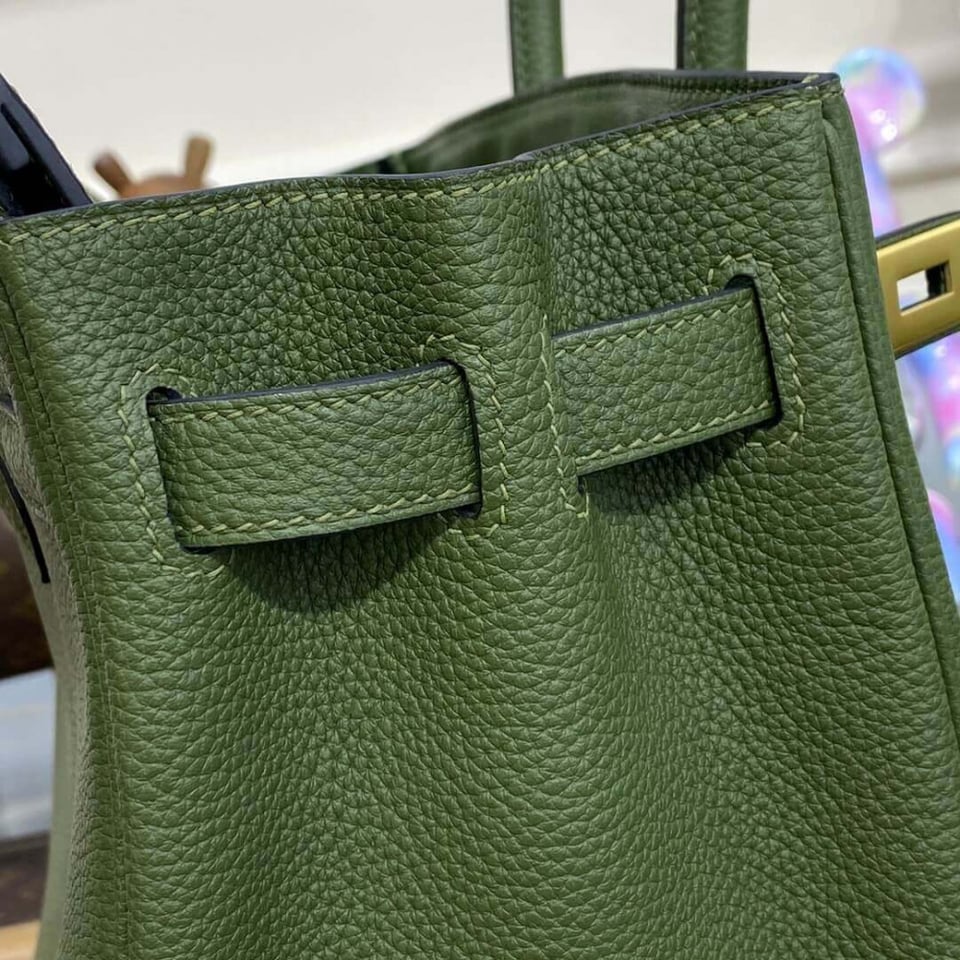 Hermes Birkin 30 Bag Vert Foret Gold Hardware Togo Leather view 17