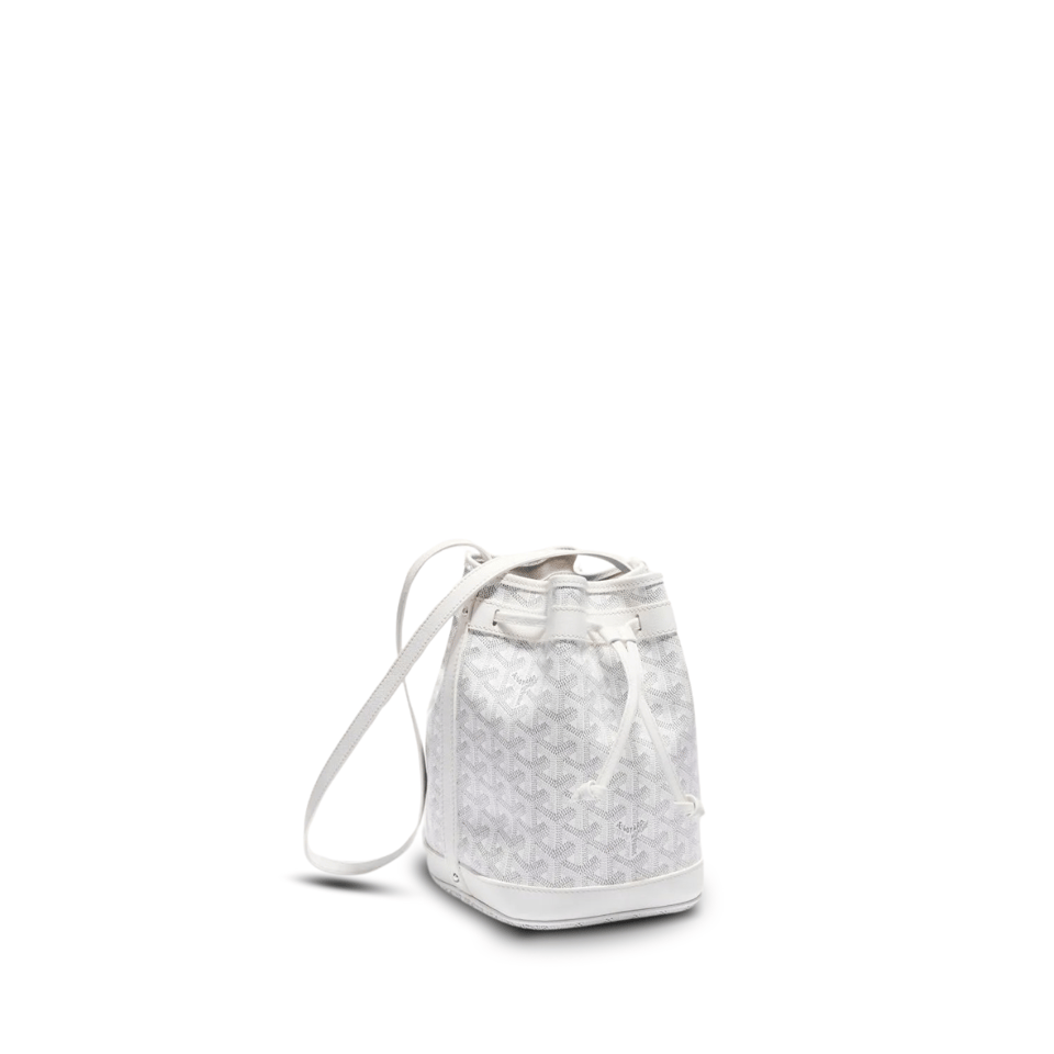 Goyard Petit Flot Bucket Bag 22 cm White Goyardine Canvas And Lambskin Trim