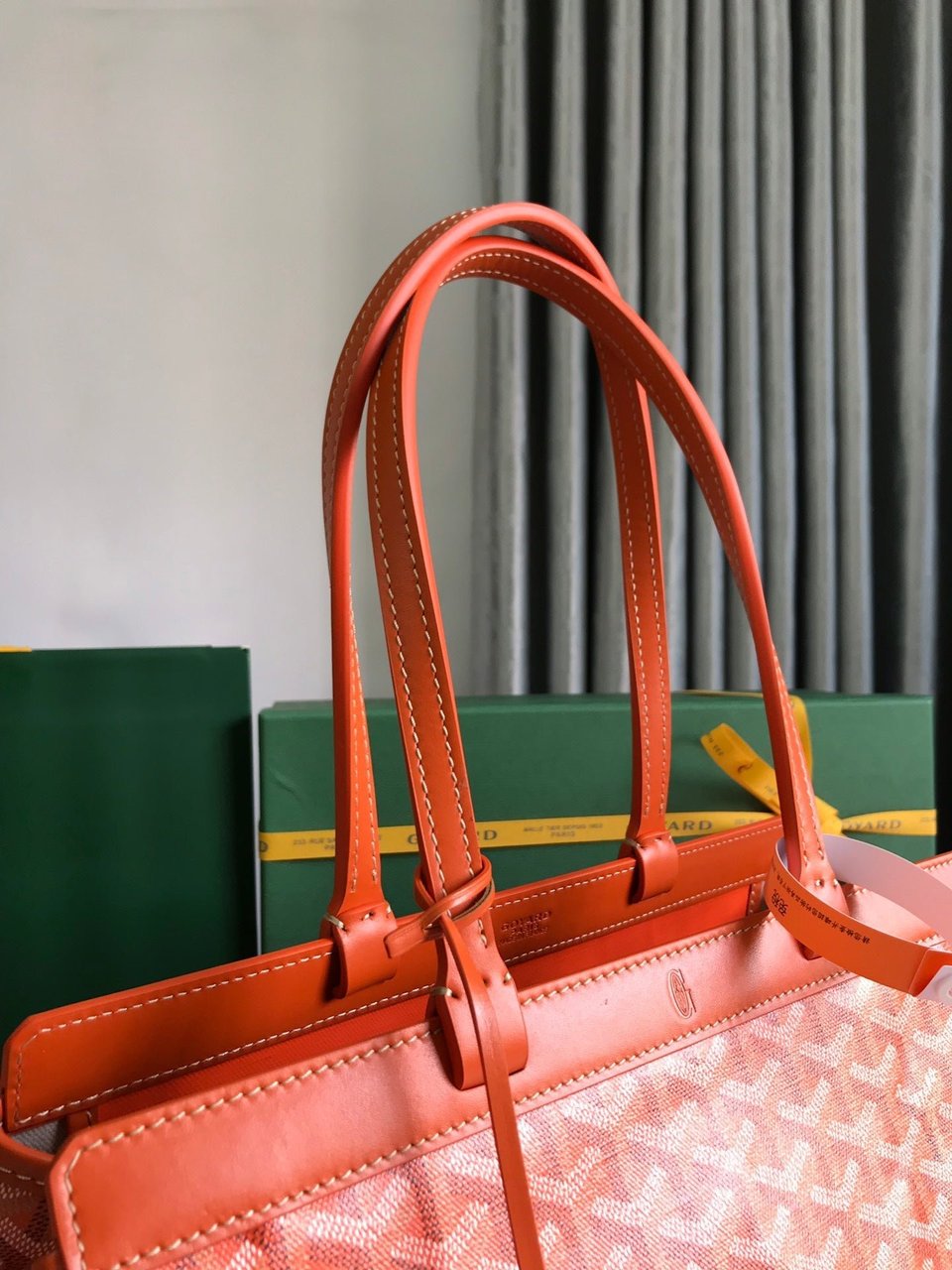 Goyard Bellechasse Biaude Pm Bag 36 Cm Orange Goyardine Canvas And Calfskin Trim view 8