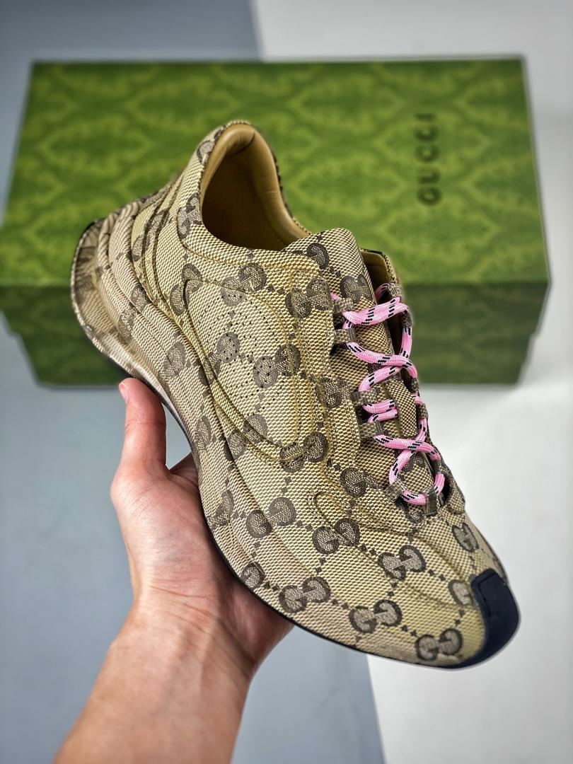Gucci Women’S Gucci Run Sneaker In Water Transfer Printed Leather Beige 725612 Aabeb 9742 view 3