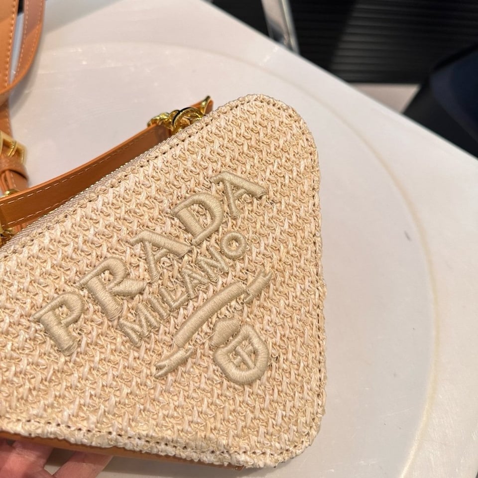 Prada Crochet And Leather Mini Bag Natural 18Cm view 7