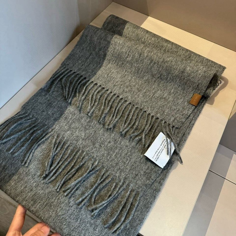 Loewe Mohair Scarf Solid Gray For Women 180cm view 5