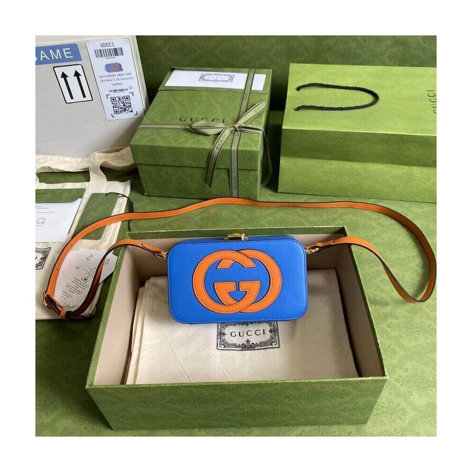 Gucci Interlocking G Mini Bag in Blue Leather view 4