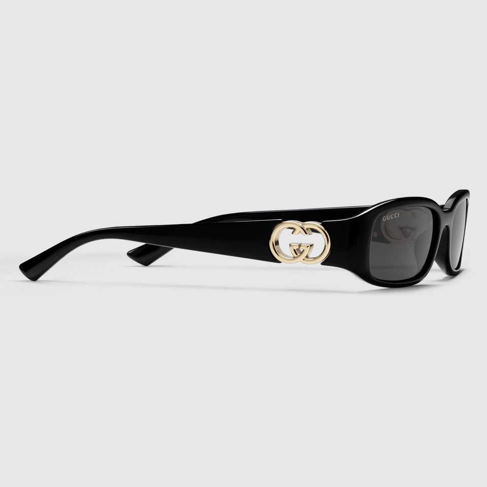 Gucci Black Rectangular Frame Sunglasses GG1661S view 3