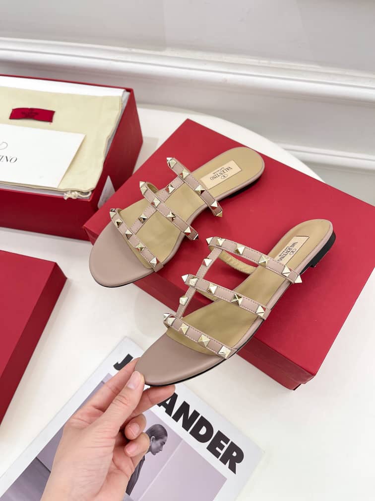 Valentino Garavani Rockstud Flat Slide Sandal Pink 4W2S0C49Vod P45 view 8