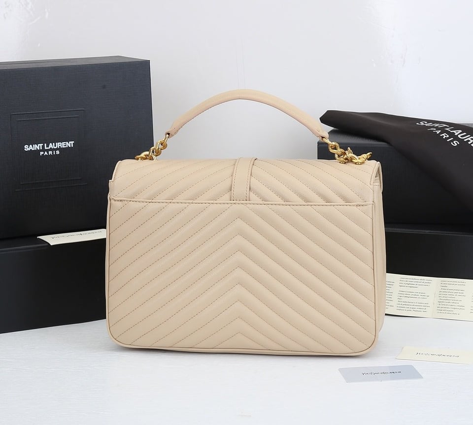 Saint Laurent College Large Chain Bag Beige 25Cm view 6
