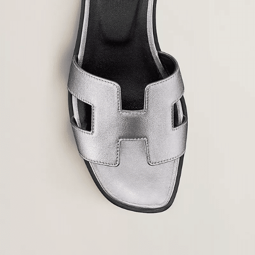 Hermes Slippers Flat Oran Silver And Black H021056Z view 4