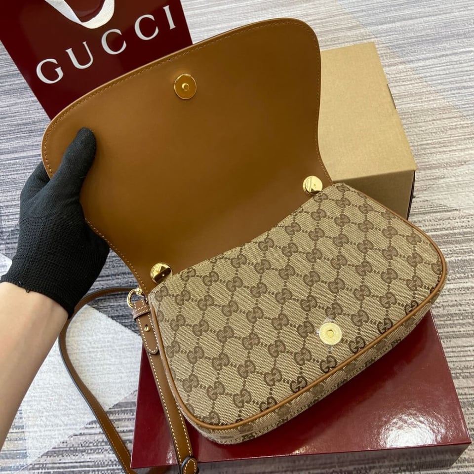 Gucci Blondie Small Top Handle Bag Brown Canvas view 15