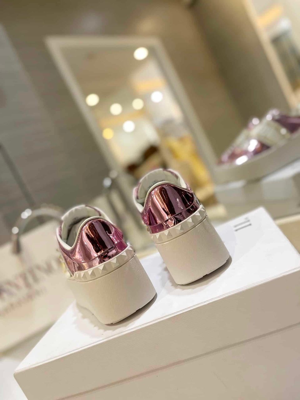 Valentino Garavani Flatform Rockstud Untitled Sneaker Metallic Pink view 4