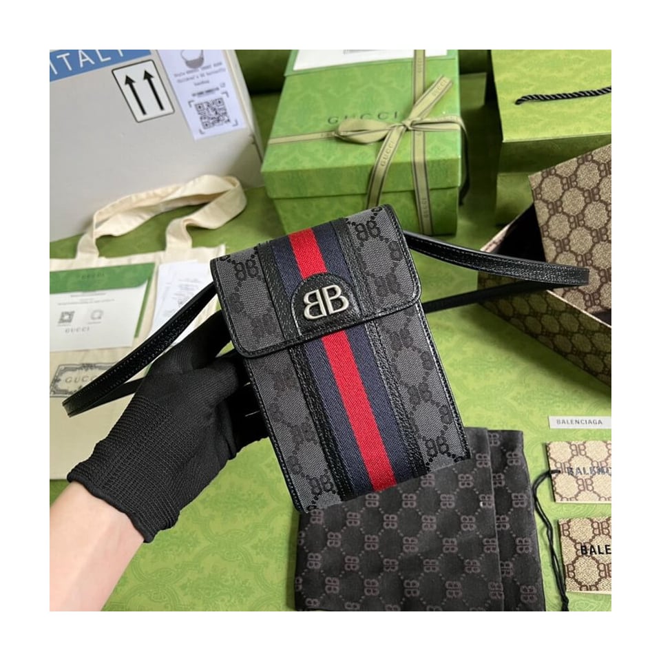 Balenciaga x Gucci Hacker Phone Bag Black view 2