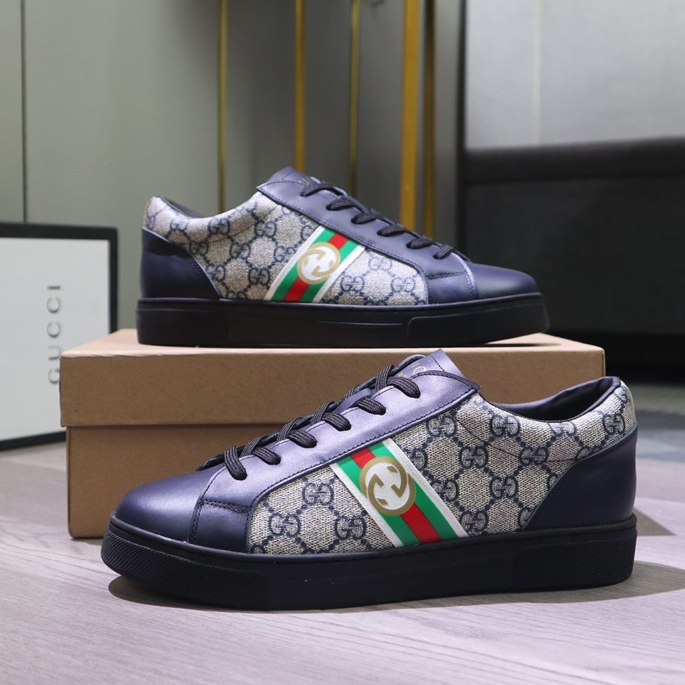 Gucci Gg Supreme Navy Blue Sneaker Gg With Web view 7