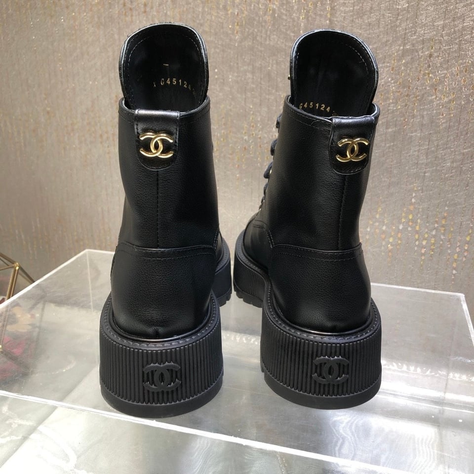 Chanel Cc Lace Up Boot Black G45124 B14018 94305 view 5