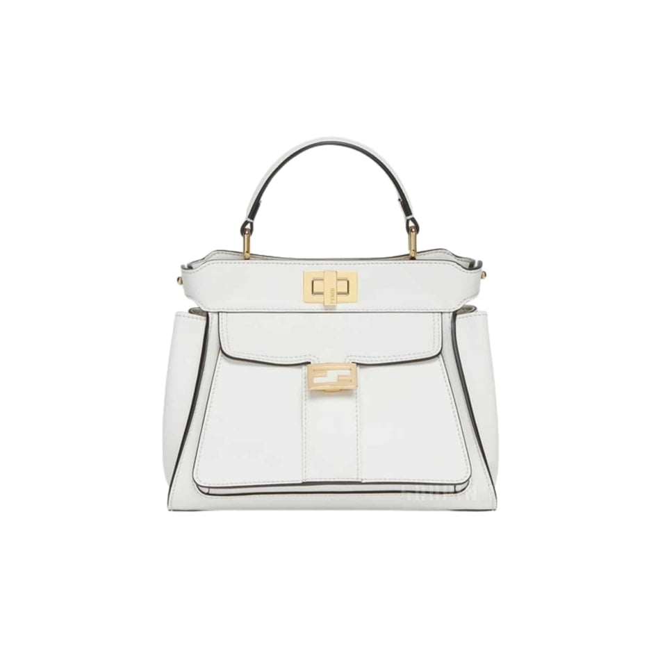 Fendi Peekaboo Mini Bag Leather Bag With Baguette Pocket White 23Cm view 2