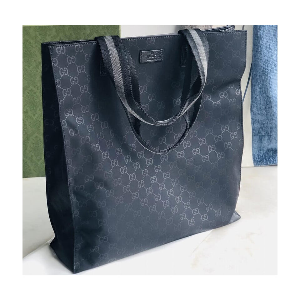 Gucci GG Guccissima Black Nylon Tall Tote Bag view 6