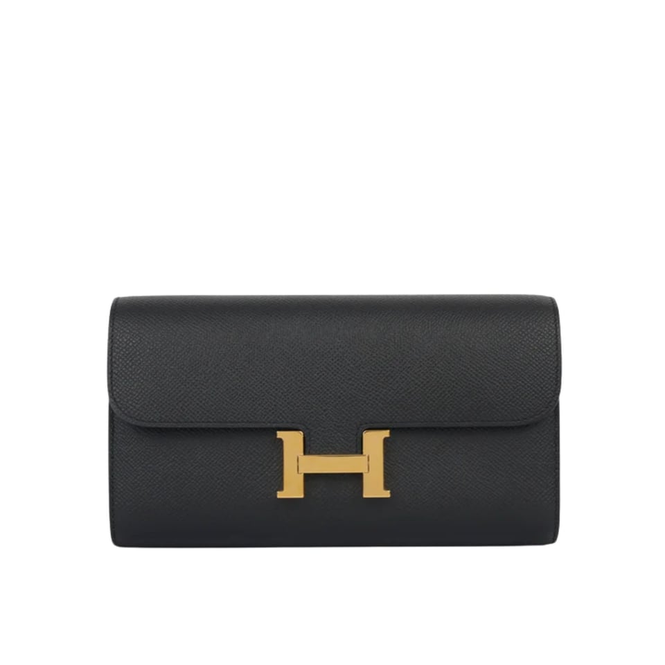 Hermes Constance Wallet Epsom Leather Gold Hardware In Black 20cm view 2