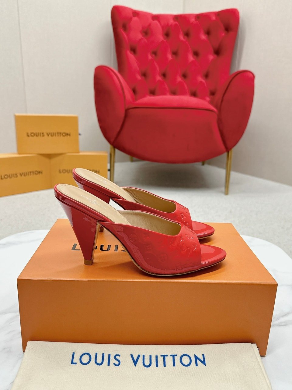 Louis Vuitton Super Mule Sandals Red 1Acj4M view 9
