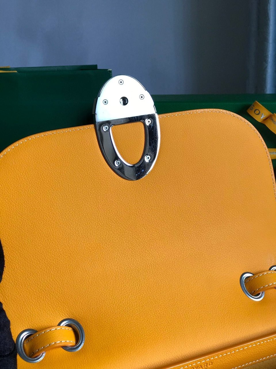 Goyard 233 Bag 25 Cm Yellow Calfskin And Goyardine Canvas view 6