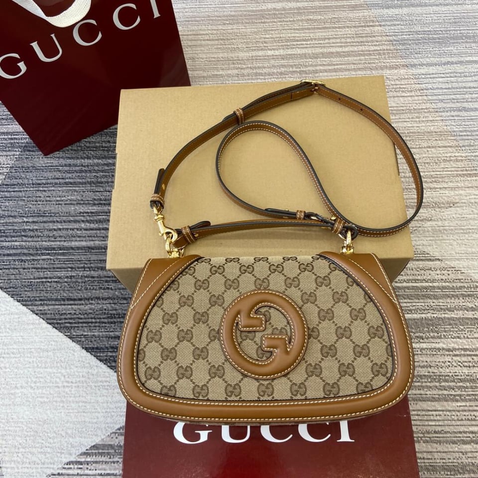 Gucci Blondie Small Top Handle Bag Brown Canvas view 5