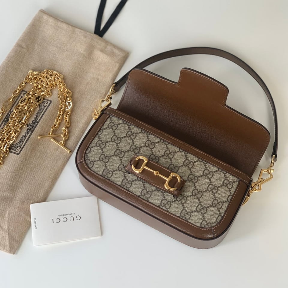 Gucci Horsebit 1955 GG Supreme Canvas Should Bag Brown view 13