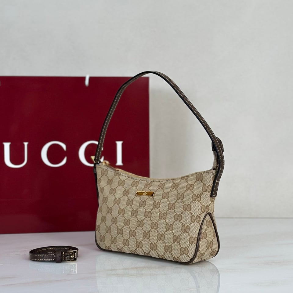 Gucci Lady Lunetta Small Shoulder Bag 22cm/8.7in Sand And Brown GG Canvas 874743 view 6